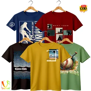 Paket Isi 5 Pcs Baju Kaos Distro Laki-Laki Usia 3-16 Tahun Best Katun Cowok Cewek Combed 24s Perempuan Fashion Anak