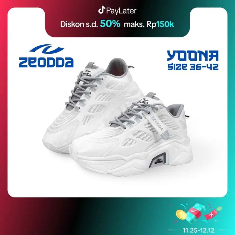 Zeodda Yoona V2 Sepatu Sneakers Wanita Casual Shoes Olahraga  - Full Pink - Karet, Black 1031 0