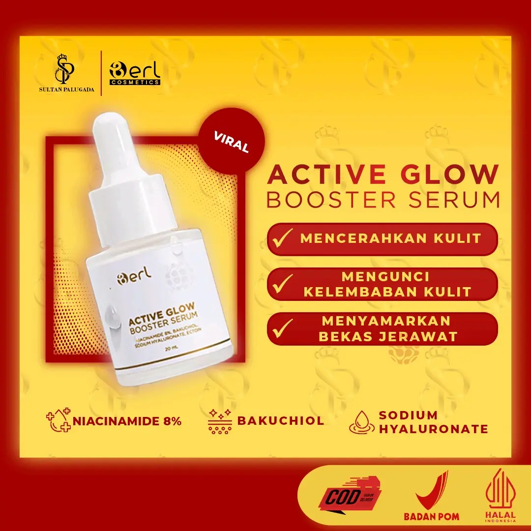 Serum Berl Dokter Detektif Active Glow Booster Serum Mencerahkan Wajah dengan Niacinamide 8% dan Pencerah Essence Ceramide - Acid Berlofficialstore berlofficialshop berlofficial flek Kusam Perawatan serum pemutih wajah