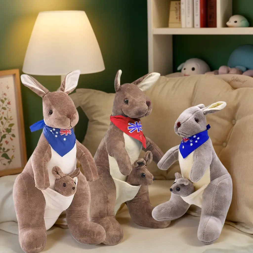 1 pc Kangaroo Stuffed Animal,Mum Kangaroo Hold Plush doll,Stuffed Soft Cuddly Animals,Soft  Kangaroo