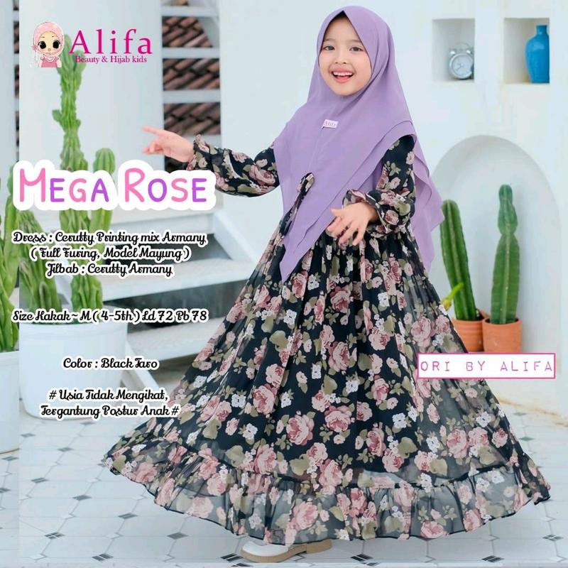 GAMIS ANAK USIA 4-14th MEGA BINTANG KIDS FREE JILBAB ORIGINAL ALIFA Syari 7