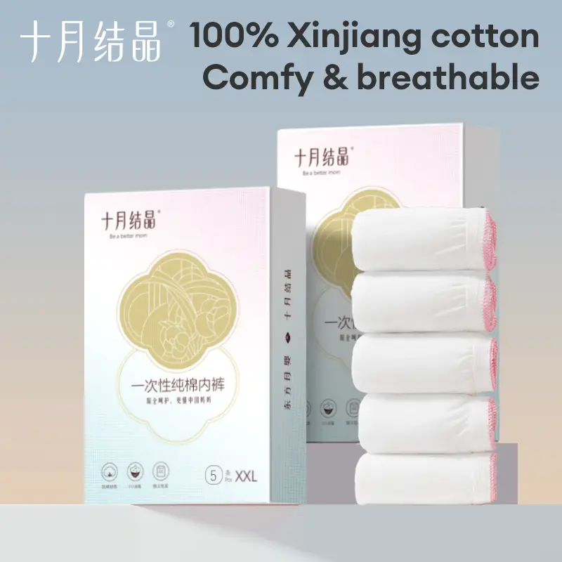 TEN-M JOURNEY Disposable Underwear for Women 100% Cotton Disposable Panties 5Pcs