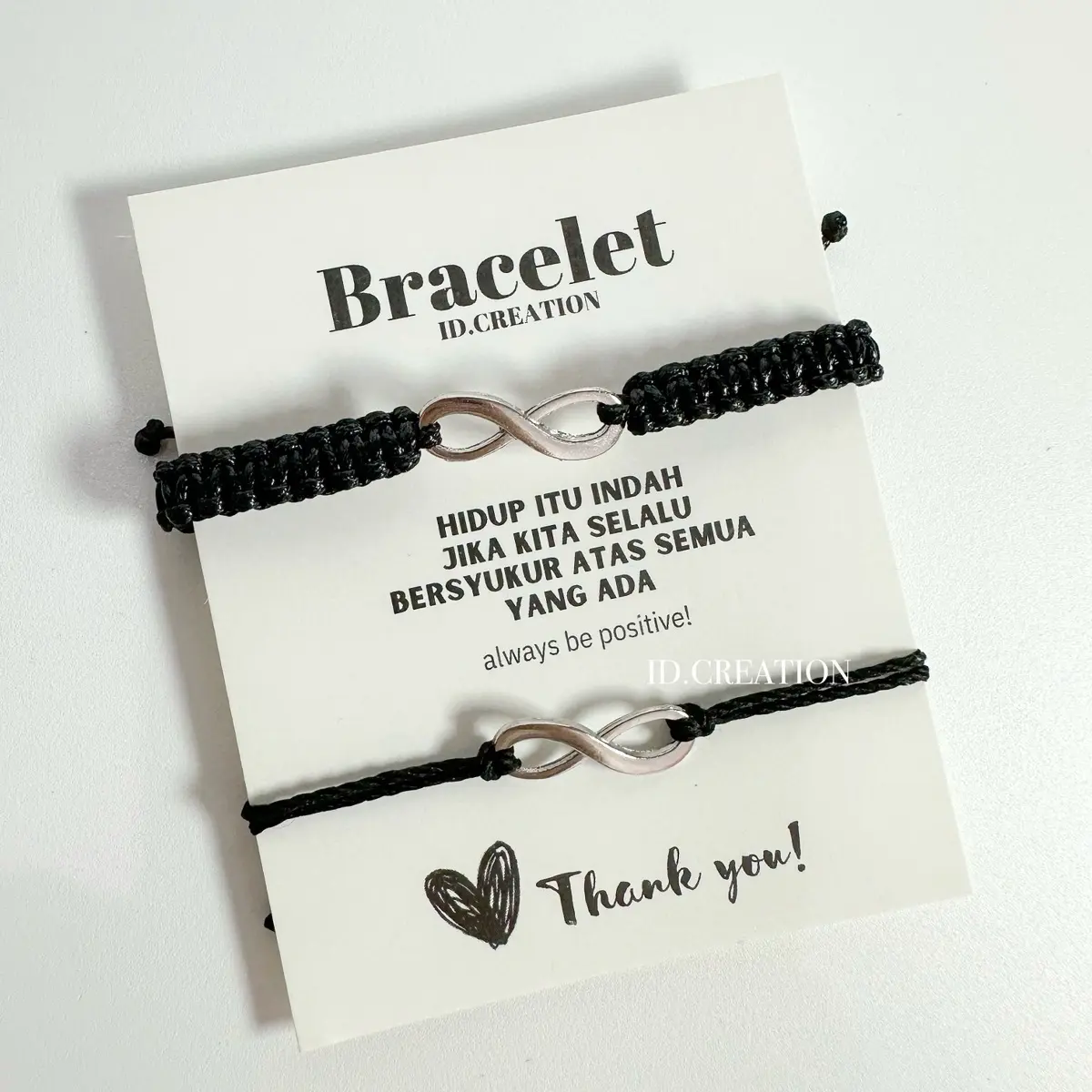 Gelang Infinity Couple Bracelet Tali Anyam Hitam Persahabatan