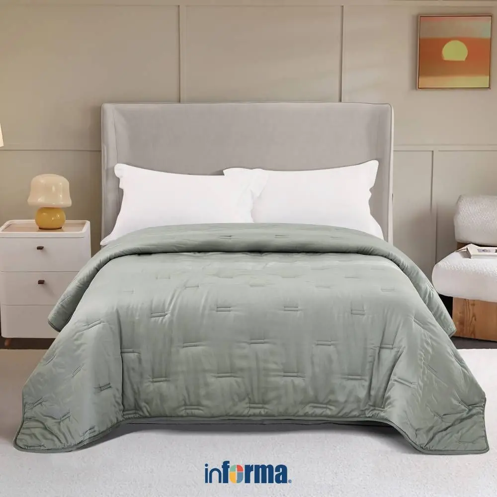 Informa Bed Cover 460 Tc Sage - Tencel Lyocell Selimut Ranjang Polos Pelapis Tempat Tidur Blanket Aksesoris Tempat Tidur