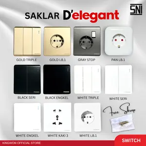 SAKLAR LAMPU ENGKEL SERI TRIPLE STOP KONTAK DINDING SAKELAR HOTEL MINIMALIS PREMIUM SERIES D'ELEGANT