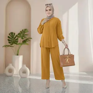 Setelan Crincle Murah Atasan dan Bawahan Panjang Oneset Wanita Polos Kekinian Muslim Terbaru