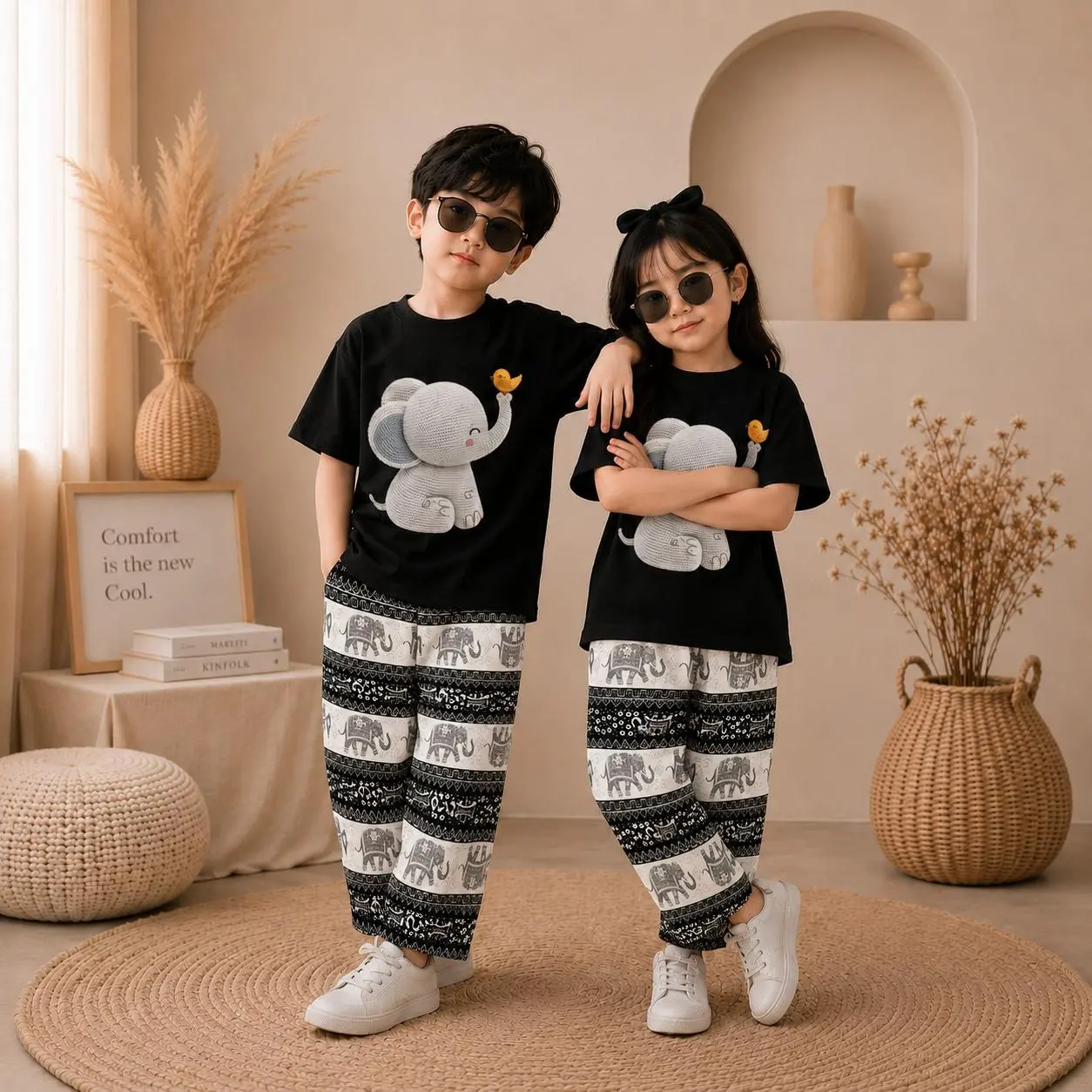 [Free Stiker Nama] Setcel Anak Celana Panjang Gajah untuk usia 1-12 Tahun Laki laki Perempuan g77