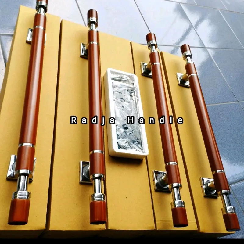 Paket hemat COD 4pcs handle pintu rumah motif barbel hitam 45cm 60cm  80cm dan 1 set bodi kunci pelor rumah stainless 2