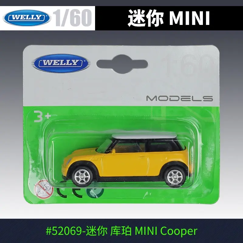 Welly 1:60 Mini Cooper Airport Bus Model Toy Collection Display Piece Gift