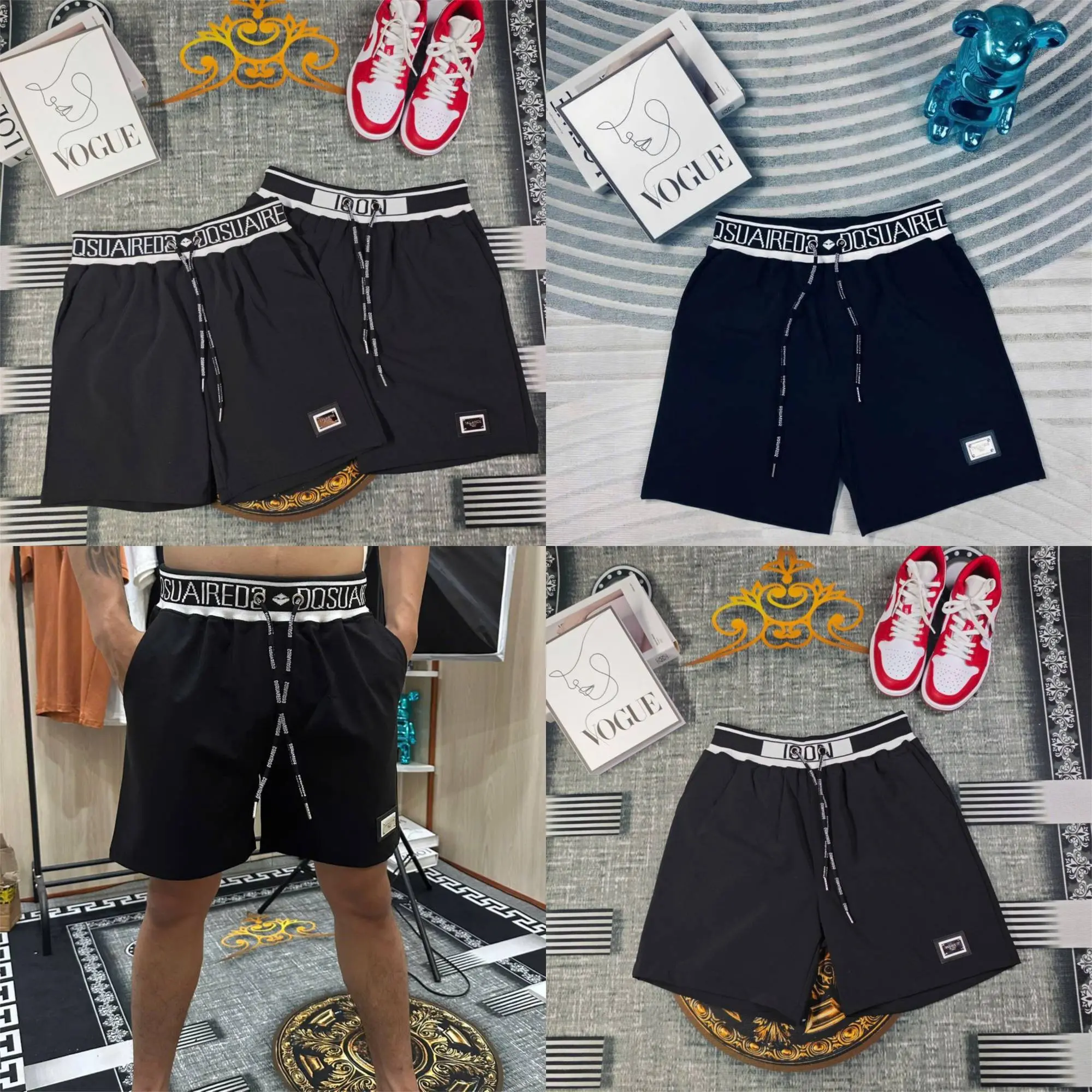 Quần Đùi Nam D2 Dệt Full Cạp logo kim loại Hàng Chuẩn - Quần Short vải gió Co Dãn 4 Chiều