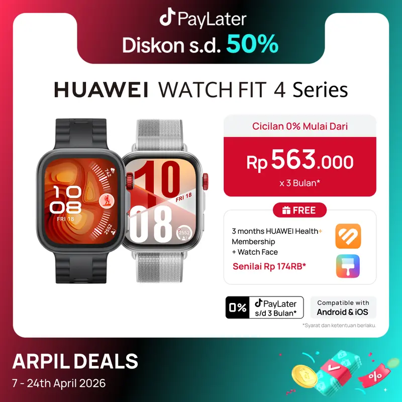 【VARIAN EKSKLUSIF】HUAWEI WATCH FIT 4 Series | Stylish Design | GPS | 10-Day Battery Life* | Sports Tracking | Health Management