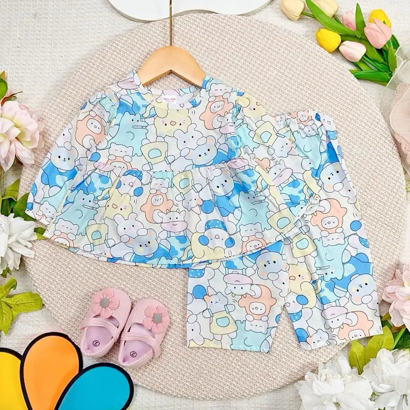 ĐỒ BỘ BÉ GÁI [9kg-40kg] set bộ tole tay dài quần dài bé gái FORM BABYDOLL- vải tole loại 1 [FREESHIP] TOLEXINH