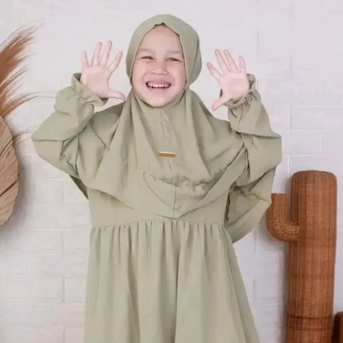 Nada Gamis Anak Set Kerudung Lengan karet/ Fashion Anak Terbaru untuk 2-10 tahun / Baju Lebaran Anak 2024 /bisa COD 6