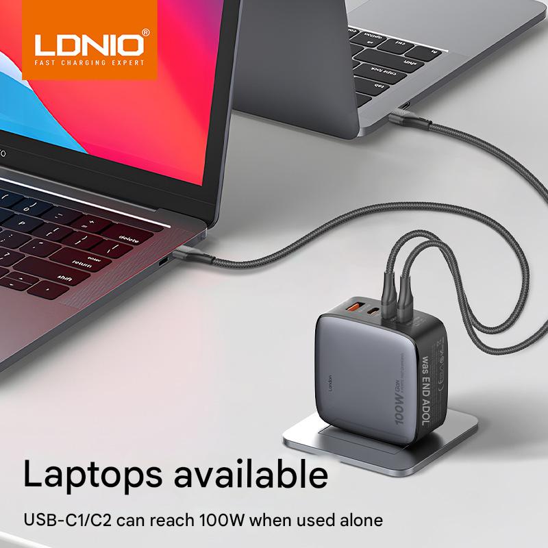 100W GaN Super fast charging set for iPhone Android, 3 Type C port, 1 USB A with EU/UK/US Plug Adapter