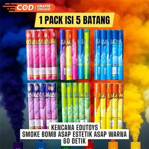 Smoke Bomb 1 Pack Isi 5 Batang - Durasi 1 Menit  | Merah Kuning Hijau Biru Ungu | Cocok Buat Konten & Foto Keren