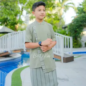 Baju Koko Anak Sarcel Bahir Katun Madinah Lengan Pendek Sarung Setelan Muslim Anak Usia 2-13 Tahun B&D Kids