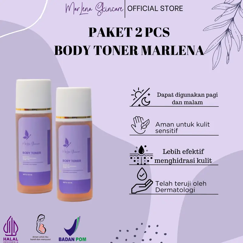 PAKET HEMAT 2PCS TONER BADAN MARLENA BPOM FREE KAPAS 1