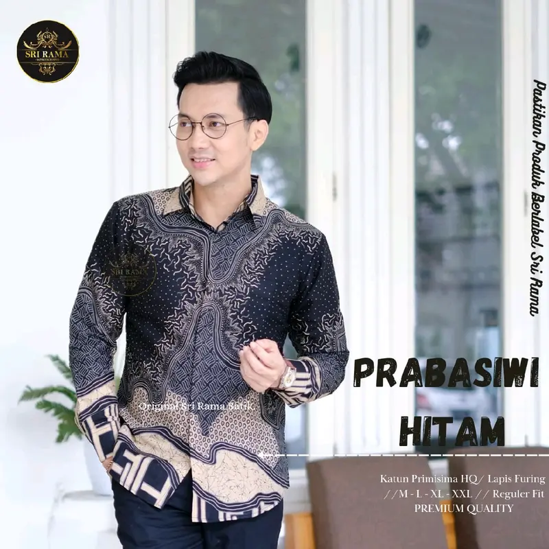 BATIK SOLO BATIK KEMEJA LENGAN PANJANG BAHAN KATUN LAPIS PURING PRIA 6