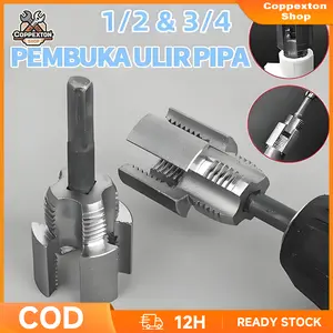 Coppexton Shop Pembuat Ulir Pipa 1/2" 3/4" Untuk Pipa Air PVC PPR Ulir Dalam & Luar Alat Senai Pipa 4/6 Drat