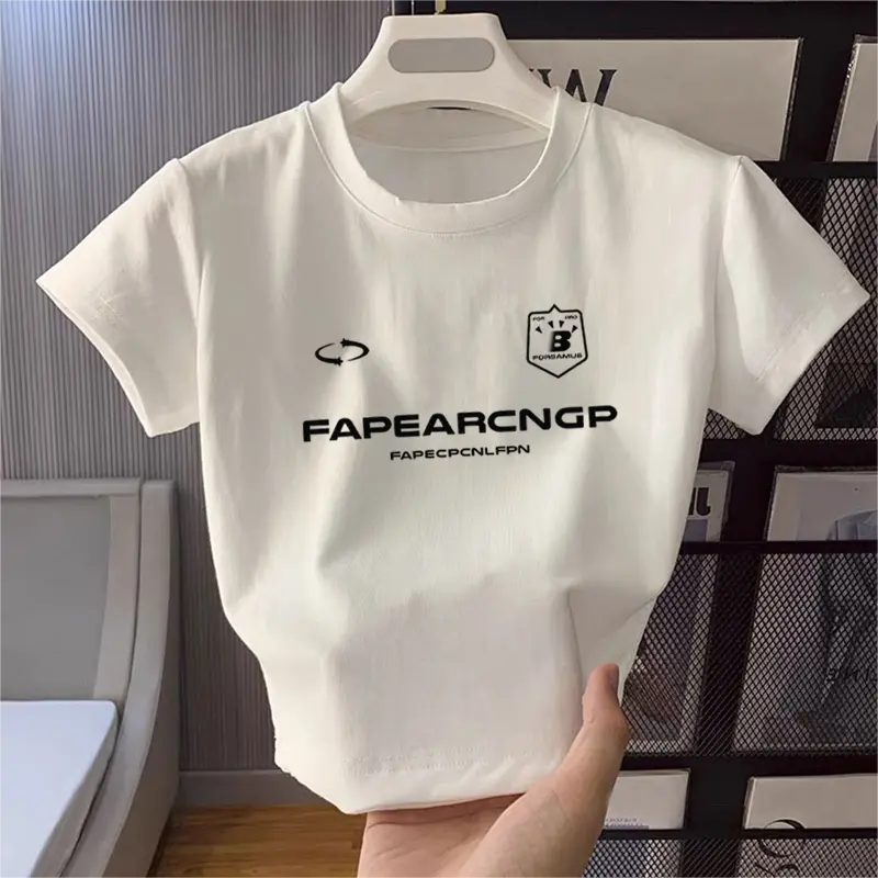LYBH 006-147+148 Baju Pendek Wanita Tshirt Kaos Korean Style Putih Polos Wanita Tshirt Kaos Korean Style Korea Letter pattern print Baju Basic Crop Top Muda Atasan Kaos Tshirt 3