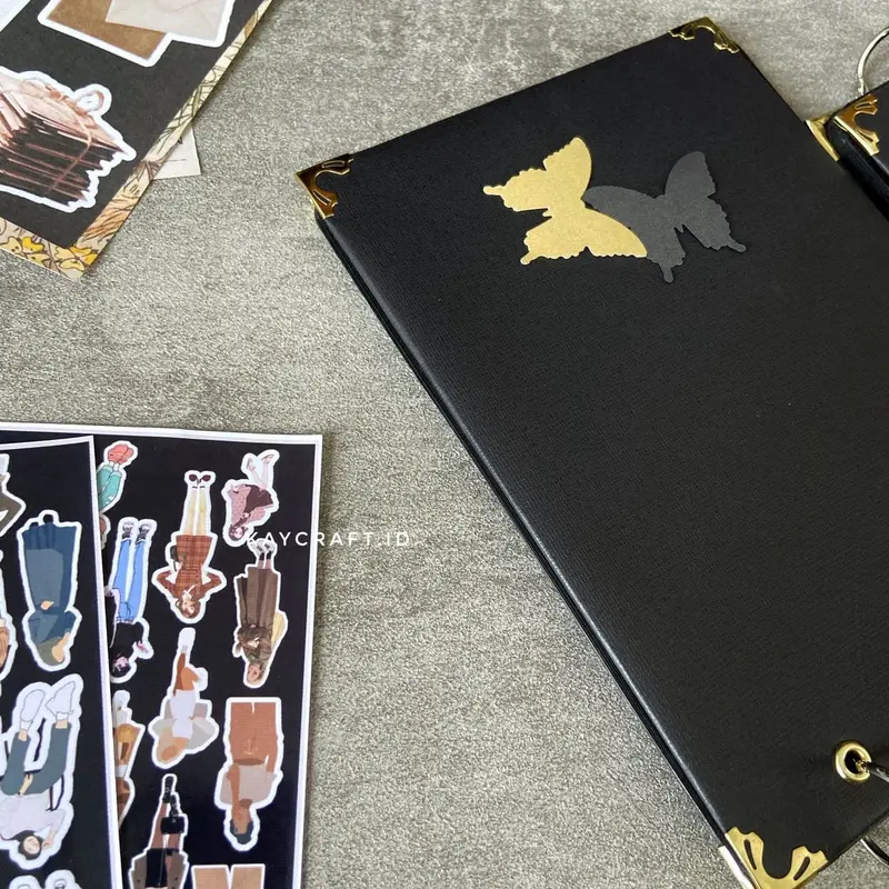 ￼SCRAPBOOK FULL HITAM HARDCOVER A5 (21x15cm)-FREE KERTAS AESTETIC 1