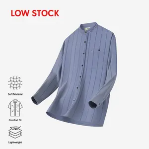 DUHA Baju Koko Linen Stripes Lengan Panjang - Ocean Blue - Sayf