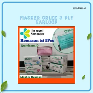 Masker Orlee 3 Ply Dispo 3 lapis Earloop biru hitam pink putih