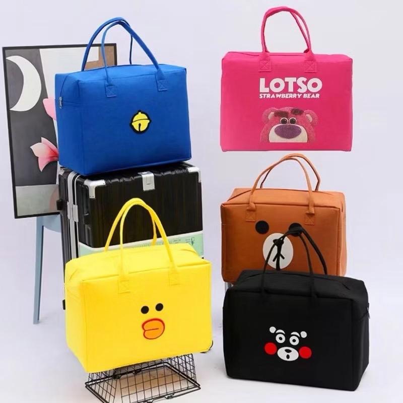 Túi xách Du Lịch Bằng Vải Nỉ Cỡ Lớn Họa Tiết Dễ Thương Xinh Xắn Cho Nam nữ - Hành Lý Di Động