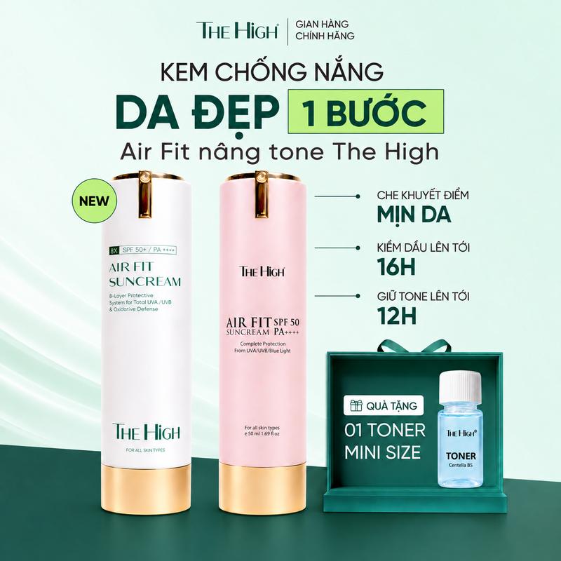 [DEAL HOT] Kem Chống Nắng Trang Điểm The High Dưỡng Trắng, Giữ Tone Tới 16h, Hỗ Trợ Kiềm Dầu, Hỗ Trợ Hạn Chế Bắt Nắng Hàn Quốc THE HIGH Airfit Sun Cream  40ml Dạng Sữa Skincare Sunscreen