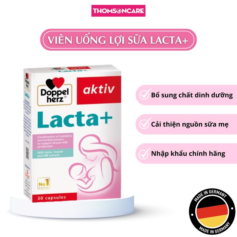 Viên uống lợi sữa Doppelherz Aktiv Lacta+ hỗ trợ bổ sung chất dinh dưỡng cải thiện nguồn sữa mẹ sau sinh - Hộp 30 viên Vitamin