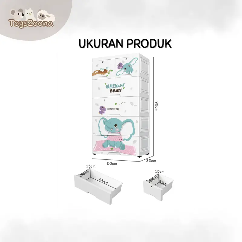 ToysZoona Lemari Plastik Pakaian Laci Susun Plastik Rak Susun Penyimpanan Lemari Pakaian Plastik Furniture 1