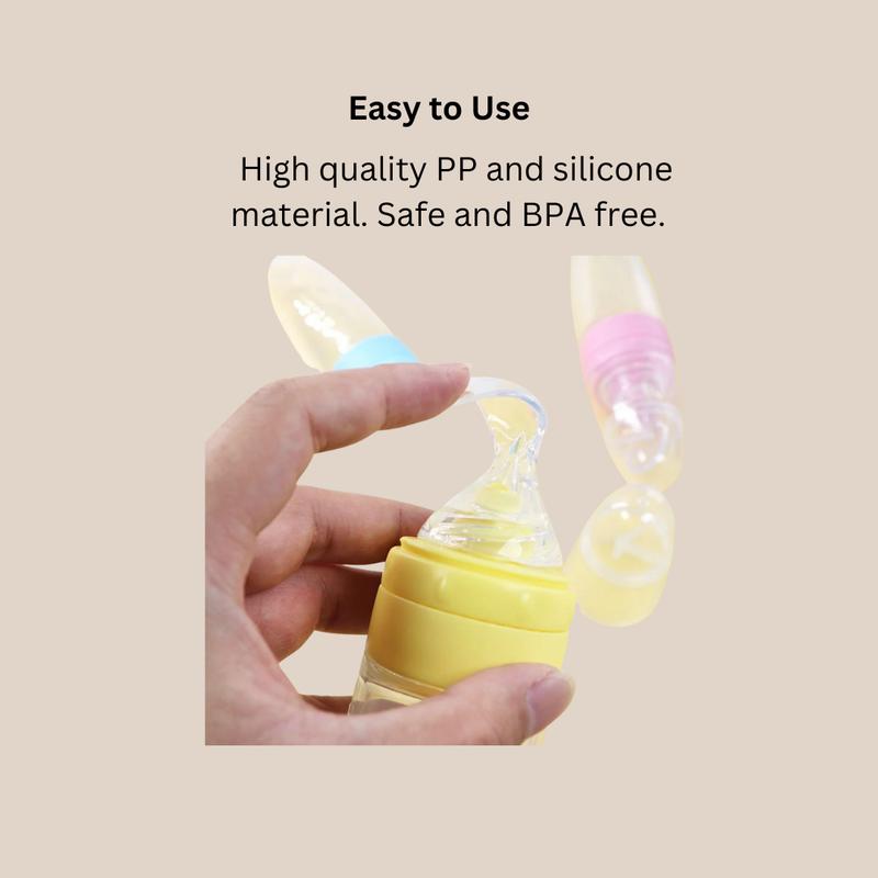 Product Introduction of Silicone Baby's Squeeze Feeding Spoon Bottle Food Squeeze Out No BPA 8