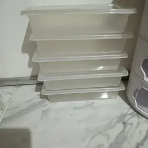 Set 5PCS Toples Food Grade Wadah Kulkas Transparan untuk Penyimpanan Makanan Sayur/Buah/Ikan Serbaguna - Biru, Kuning