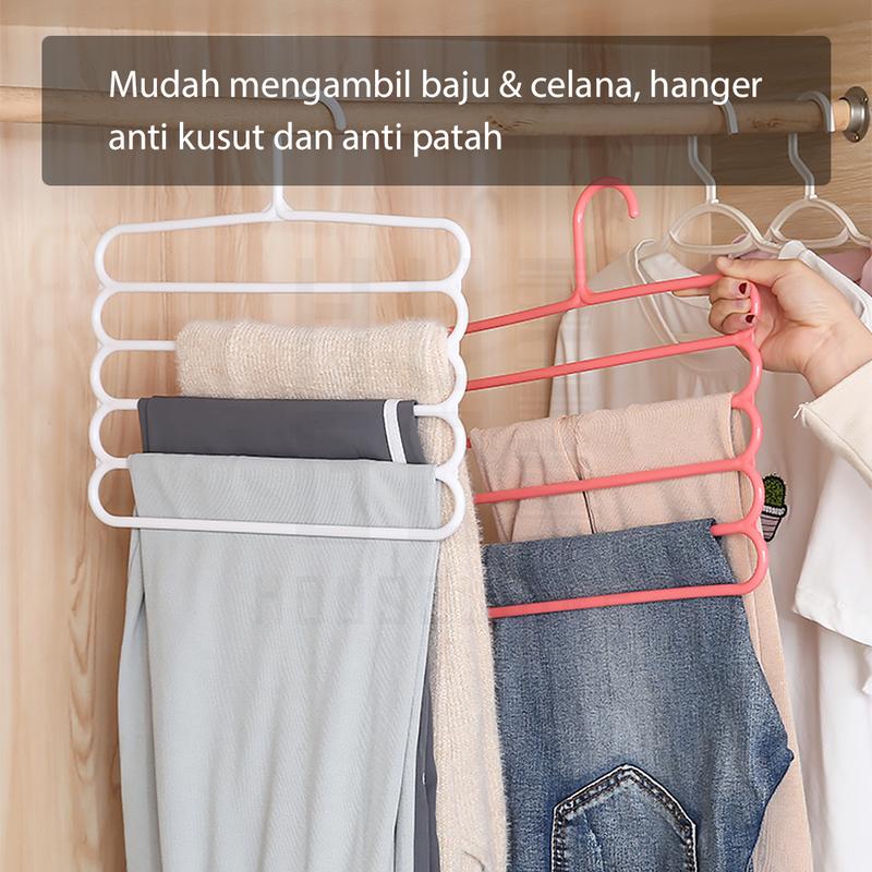 Product Introduction of HUGO Gantungan Hanger 5 Susun Serbaguna Gantungan Jilbab Gantungan Celana Baju Pakaian Plastik Multifungsi 35
