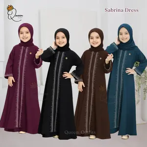 Sabrina Dress Gamis Anak Terbaru Gamis Anti UV Gamis Lebaran Gamis Anak Modern Abaya Anak Remaja Tanggung kombinasi Swarovsky Mewah Elegan 3-12 Tahun