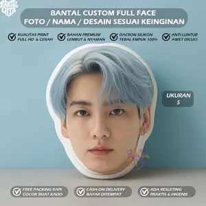 Bantal Foto Bentuk Kepala Custom Size S – Free Edit / 1 Hari Jadi / Bantal Leher & Tidur / Bahan Lembut Isi Dacron Silikon / Bantal Foto Wajah Lucu Estetik & Empuk / Bantal Custom Printing Murah / Bisa COD Bayar Ditempat