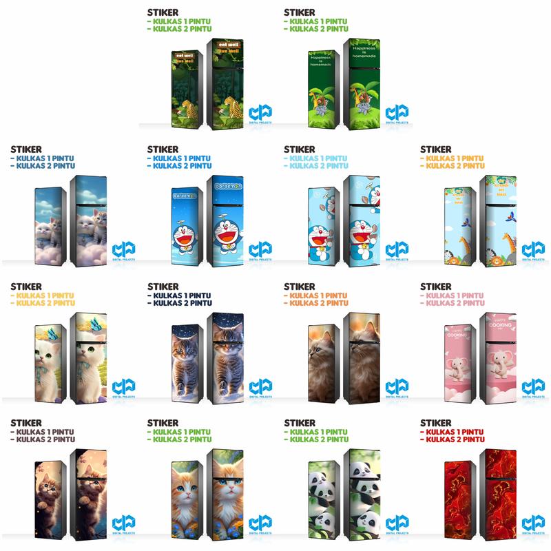 Sticker Kulkas 1 Pintu 2 Pintu Stiker Motif Digital Project KODE : SET1-53 3