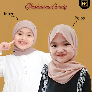 KHAIZURAN- Hijab Pashmina Anak Ceruty Babydoll Premium 150X50 Panjang Nyaman Muslim Kerudung Santai Variasi tidak Instan