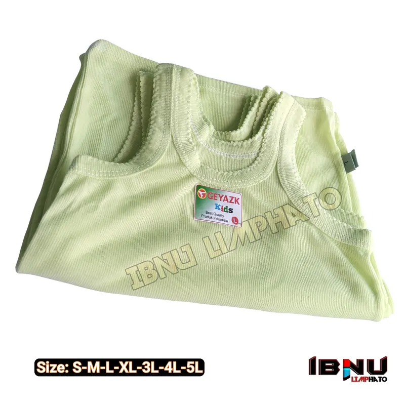 6pcs singlet kaos dalam anak laki dan perempuan motif 3warna kuning hijau biru Pakaian Fashion 7