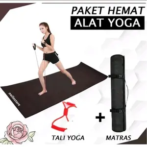 PAKET HEMAT OLAHRAGA workout/ yoga dapat matras olahraga dan tali elastis yoga Elastic Band Fitness Gym Tali Karet Pilates Stretch Rope
