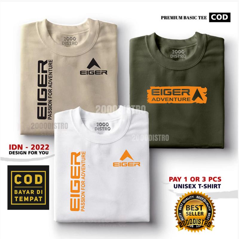 BUY 1 OR 3 PCS ( PROMO COD ) Kaos Distro Pria - Kaos Distro 100% Cotton Combed 30s Katun - Baju Oblong Distro Cowok Cewek Print EI33R Oren 3