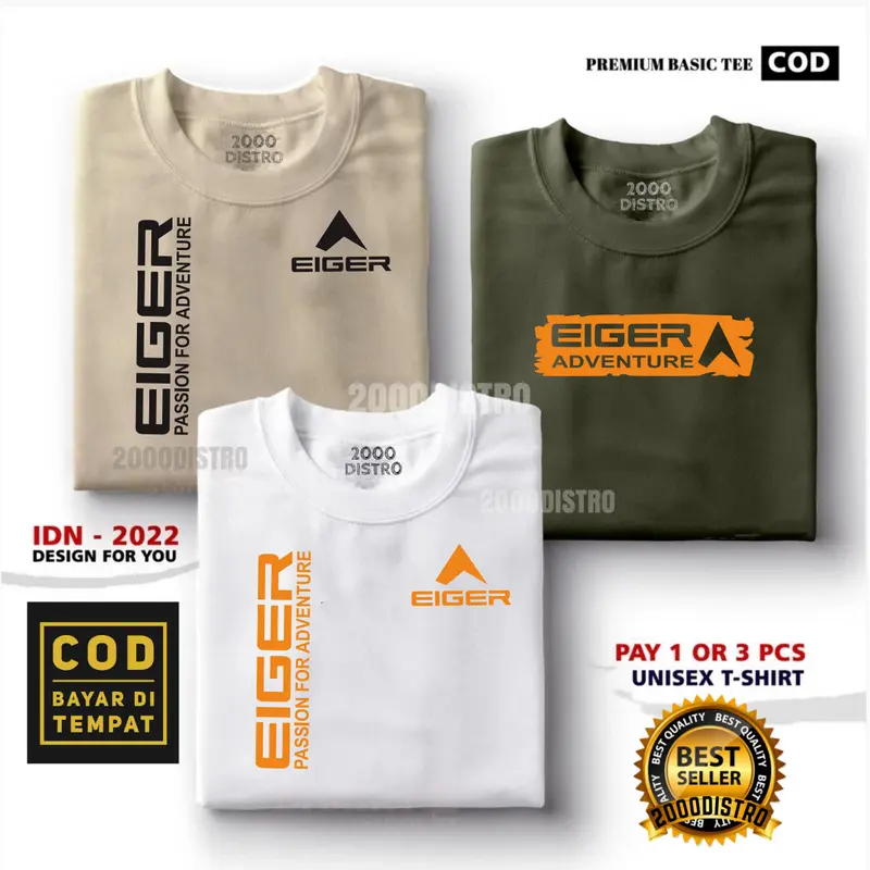 BUY 1 OR 3 PCS ( PROMO COD ) Kaos Distro Pria - Kaos Distro 100% Cotton Combed 30s Katun - Baju Oblong Distro Cowok Cewek Print EI33R Oren 3