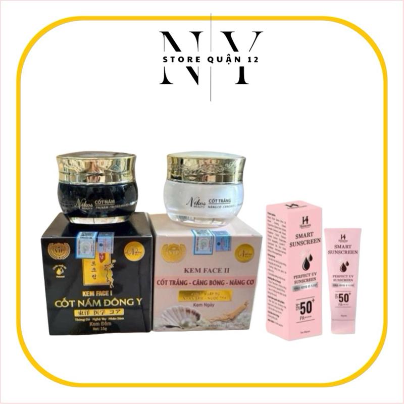 Bộ đôi kem face ngày đêm nicos hỗ trợ nám kèm Kem chống nắng hanacom 30gr