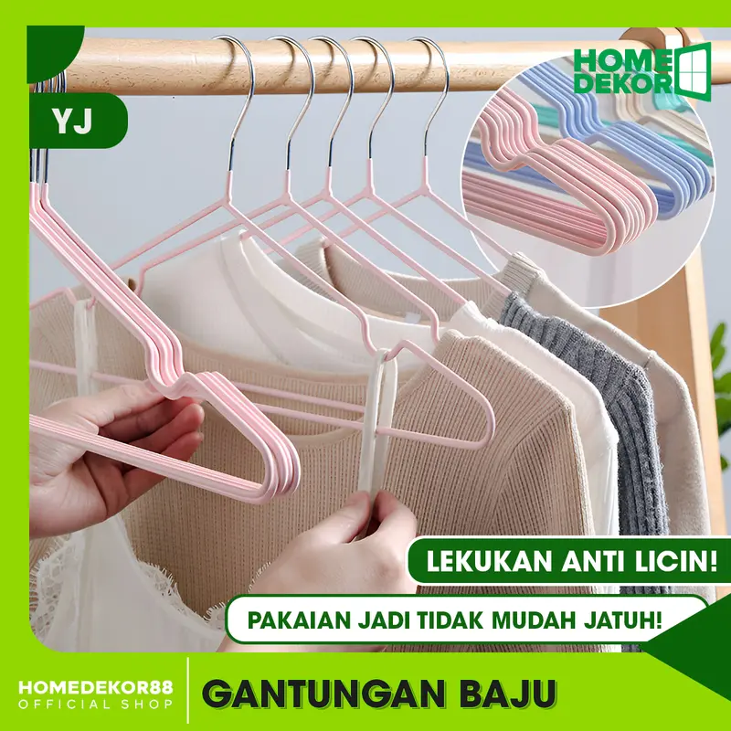 HOMEDEKOR - Hanger Baju Stenlis 1 PAKET ISI 10PCS Hanger Anti Karat Ukuran Besar / Kecil 2