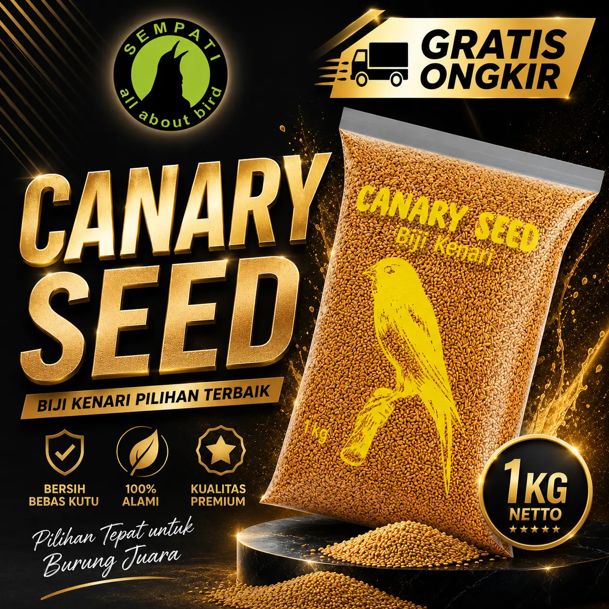 SEMPATI Pakan Burung Milet Canary Kenari Seed 1kg Biji Grade A Untuk Finch Lovebird Branjangan Dll