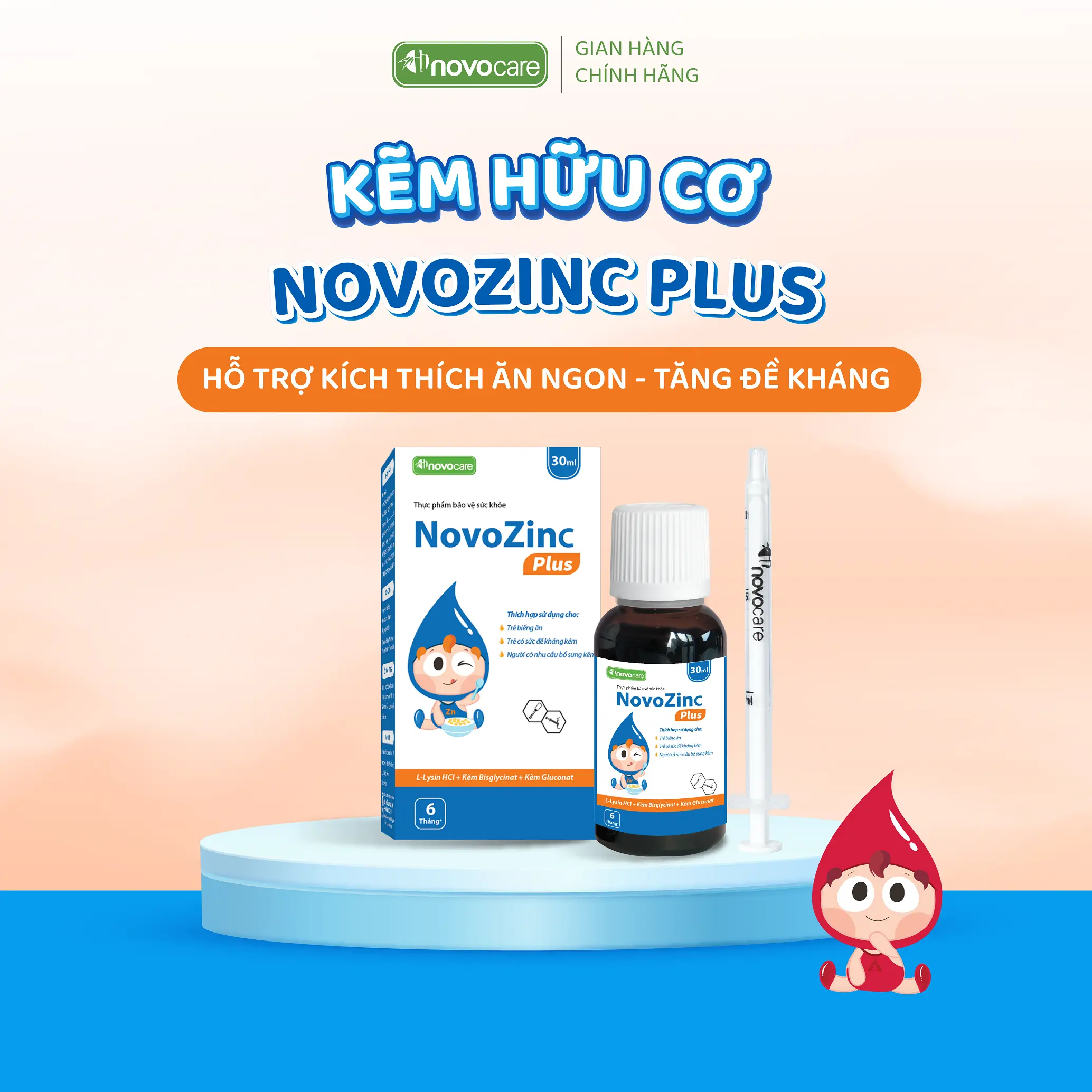NovoZinc Plus - Kẽm hữu cơ dạng nhỏ giọt cho bé lọ 30ml