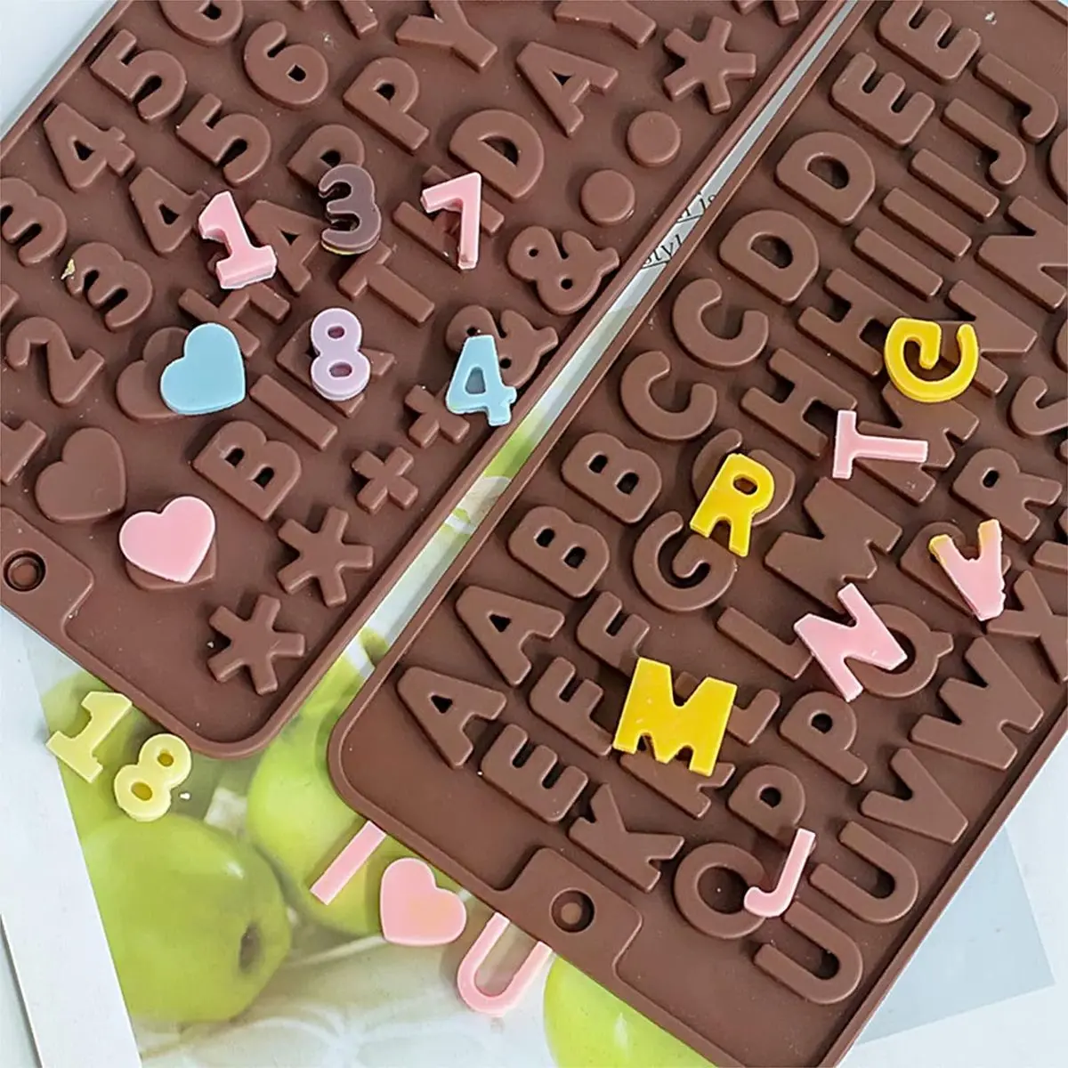 Cetakan Coklat Silikon Huruf, Abjad, Angka, Alfabet, Karakter Chocolate Jelly Puding Silicone Mold