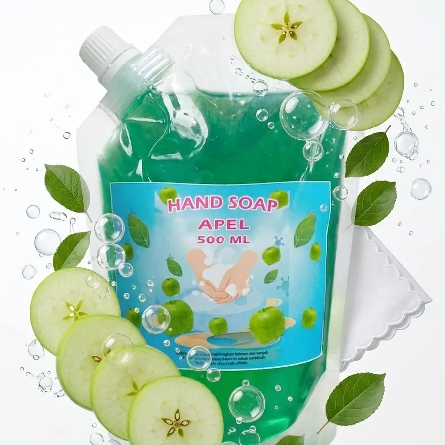 Handsoap Apel 500ml - Kemasan Refil Lebih Hemat Sabun Tangan Aroma Apel Menyegarkan untuk Kebersihan Tangan Anda 500ml Kapasitas Ideal untuk Penggunaan Sehari-hari