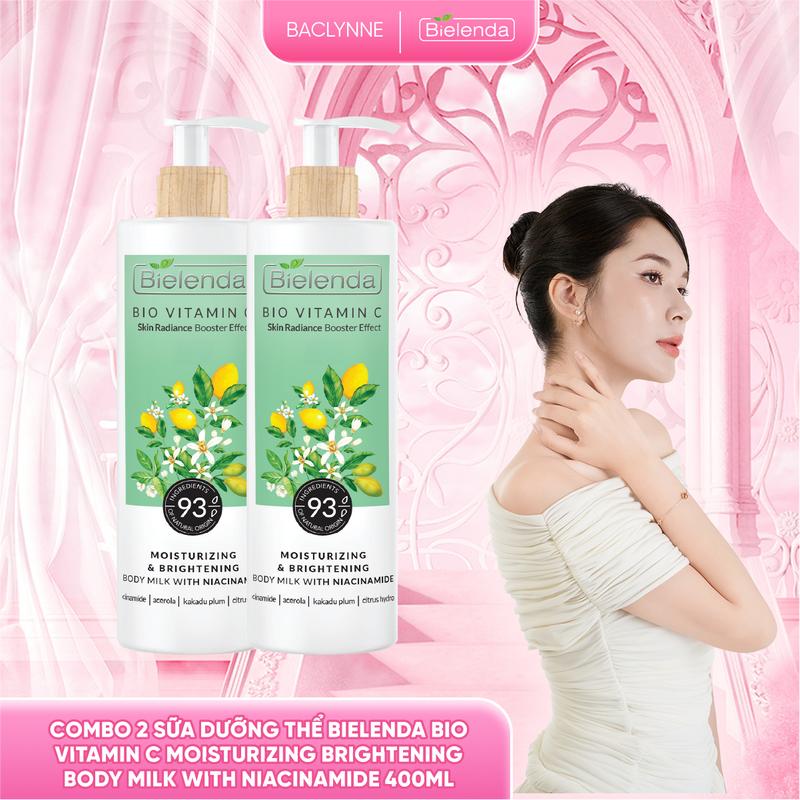  COMBO 2 Sữa dưỡng thể Bielenda Bio Vitamin C Moisturizing Brightening Body Milk With Niacinamide 400ml 