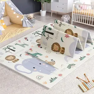 Playgyms & Playmats JUMBO Playmate Bayi Motif Hewan Lucu Lipat Nyaman 120x180cm/200x180cm Bahan Halus Empuk Tebal 8-15mm untuk Kegiatan Bayi Anda